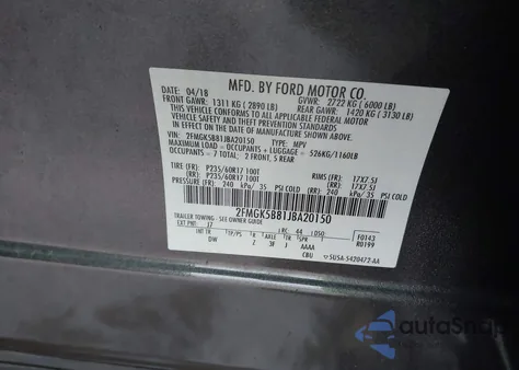 2018 Ford Flex Se из США, поврежденный, VIN 2FMGK5B81JBA20150